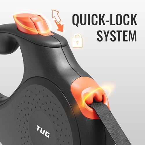 TUG 360° Tangle-Free Retractable Dog Leash | 16 ft Strong Nylon Tape (Medium, Black/Orange) - Image 5
