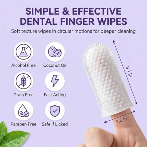2 Pack Pet Dental Finger Wipes for Dogs & Cats - 50 Count Unscented Cleaning Wipes Daily Care - Image 6