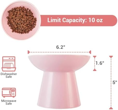 CEEFU 2-Pack Extra Wide Elevated Ceramic 6.2" Shallow Cat Food Bowls - Image 2