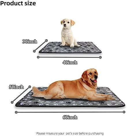 Waterproof Dog Blanket, Pattern Printing Super Soft Warm Fluffy Facecloth Sofa Car Bed Protector, Urine Proof Washable Outdoor Pet Blanket for Puppy Large Dogs & Cats(paw & Bone60*50) - Image 5
