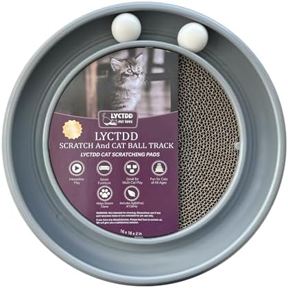 Interactive Cat Ball Track Toy for Indoor Cats, Cat Scratching Board & Exercise Set for Bored Indoor Adult and Kitten Mental & Physical Stimulation, with Spare Ball to Prevent Loss (Grey) by Unknown
