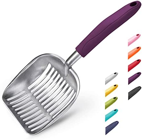 WePet Cat Litter Scoop, Aluminum Alloy Sifter, Kitty Metal Scooper, Deep Shovel, Long Handle, Poop Sifting, Kitten Pooper Lifter, Durable, Heavy Duty, for Litter Box by WePet