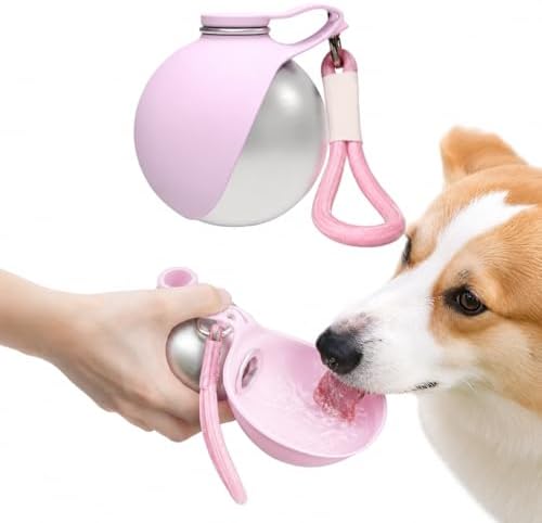 2-in-1 Portable Dog Water Bottle, 10 oz Stainless Steel with Foldable Bowl by Unknown