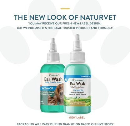 NaturVet Ear Wash with Tea Tree Oil Aloe & Baby Powder Scent - Image 2