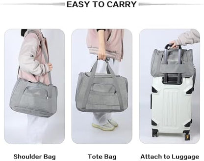 FluffyDream Pet Travel Carrier Soft Sided Portable Bag for Cats, Small Dogs, Kittens or Puppies, Collapsible, Durable, Airline Approved, Travel Friendly (Grey, 17.0" L x 10.0" W x 11.0" H) (Grey) - Image 6