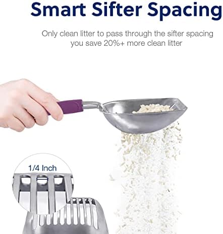 WePet Cat Litter Scoop, Aluminum Alloy Sifter, Kitty Metal Scooper, Deep Shovel, Long Handle, Poop Sifting, Kitten Pooper Lifter, Durable, Heavy Duty, for Litter Box - Image 3