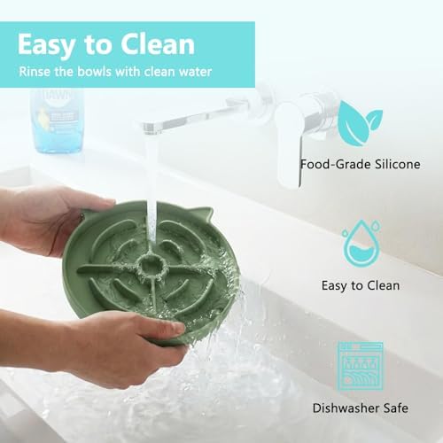 YINEYA 2 Pcs Silicone Slow Feeder Cat Bowl, Cat Slow Feeder for Food Training, Interactive Puzzle Bowls for Puppy, Kitten Dishes to Prevent Overeating, Treat Toys Suitable for Dry and Wet Food - Image 6
