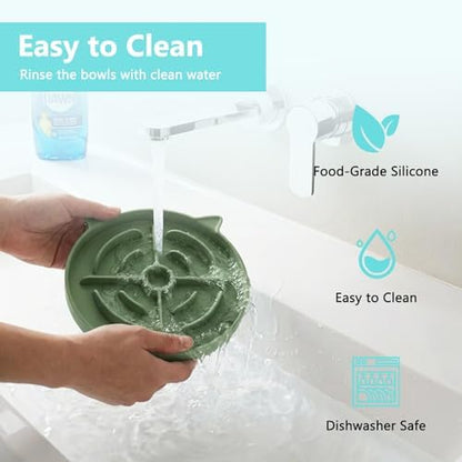 YINEYA 2 Pcs Silicone Slow Feeder Cat Bowl, Cat Slow Feeder for Food Training, Interactive Puzzle Bowls for Puppy, Kitten Dishes to Prevent Overeating, Treat Toys Suitable for Dry and Wet Food - Image 6