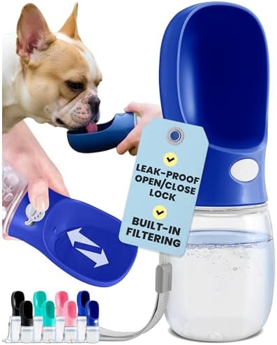 MalsiPree Dog Water Bottle Dispenser - 12 oz Navy Blue, Leak-Proof by MalsiPree