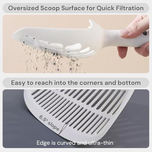 Cat Scooper for Litter Box, Cat Litter Scoop, Kitty Litter Scoop, Cat and Dog Poop Collector, Pet Litter Sifter, Cute Handle, Cat Litter Scooper with Holder for Various Litter Boxes (White) - Image 5