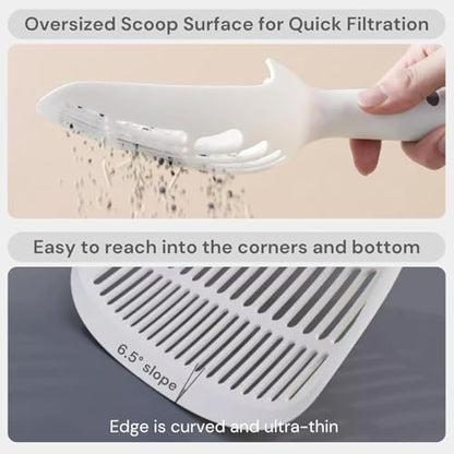 Cat Scooper for Litter Box, Cat Litter Scoop, Kitty Litter Scoop, Cat and Dog Poop Collector, Pet Litter Sifter, Cute Handle, Cat Litter Scooper with Holder for Various Litter Boxes (White) - Image 5