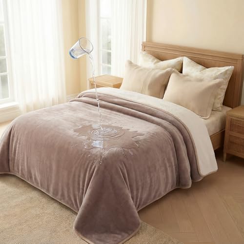 Luciphia Waterproof Pet Blanket, Washable Reversible Sherpa Fleece Throw by luciphia
