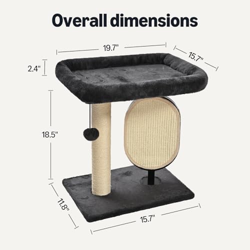 Amazon Basics Single-Platform Cat Tree with Scratching Post and Pad for Indoor Cats, 15.7 x 11.8 x 18.5'', Gray - Image 2