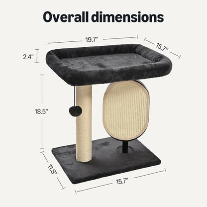 Amazon Basics Single-Platform Cat Tree with Scratching Post and Pad for Indoor Cats, 15.7 x 11.8 x 18.5'', Gray - Image 2