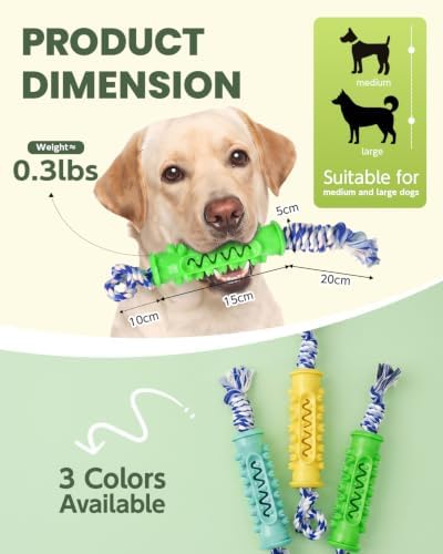 Dog Chew Toys with Rope, Toothbrush Toy for Medium Large Dog Green - Image 2