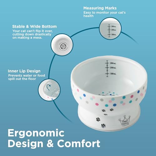 Necoichi Raised Cat Water Bowl, Whisker-Friendly (Colorful Dots, Regular) - Image 4