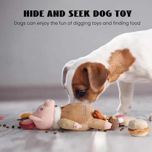 Nocciola Stuffed Pig Dog Toys: Hide and Seek Funny Squeaky Crinkle Plush Dog Chew Toys for Small Medium Breed, Cognitive Training Pet Enrichment Gifts Supplies - Image 3