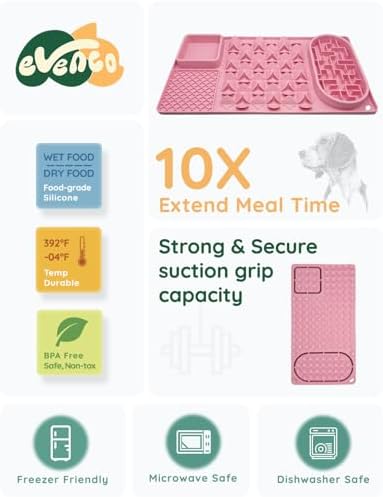 Slow Feeder Bowl for Large Dog, Silicone Lick Mat & Snuffle Mat with Suction Cups - Interactive Puzzle Feeder to Slow Eating & Keep Busy, Reduce Vomiting & Relieve Boredom (21"x 11" Pink) - Image 3