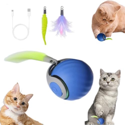 Speediest Tail 2.0 Cat Toy,Interactive CatToy,CatToys for Indoor Cats,Chewie Viral Cat Ball,Adjustable Sports Rolling Toy,Electric Rolling Ball Christmas Birthday Gift for Pets by Unknown