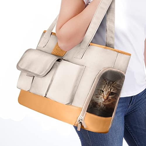 Dog Carrier, Cat Carrier, Pet Carrier, Foldable Waterproof Premium PU Leather Oxford Cloth Dog Purse, Portable Tote Bag Carrier for Small to Medium Cats and Small Dogs by WelcomeToJohomviin