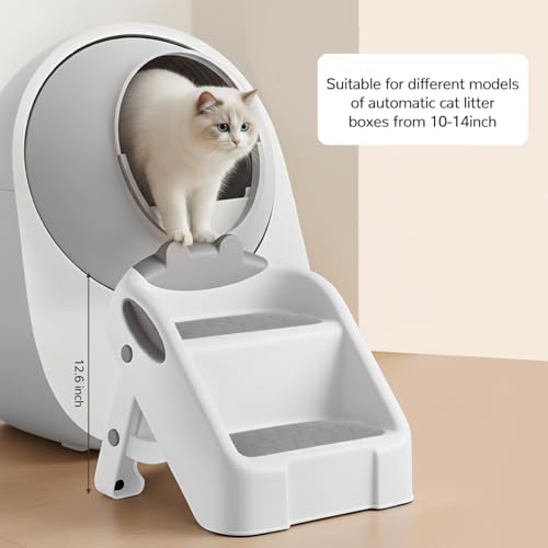 Dual Step Cat Ramp for Litterbox, Stable Cat Steps for Litter Box Easy to Clean, Automatic Cats Litter Steps Litter Box Step with Non-Slip Rubber Feet, Litter Box Ramp Pet Steps for Cats Small Older - Image 5