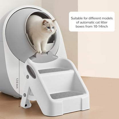Dual Step Cat Ramp for Litterbox, Stable Cat Steps for Litter Box Easy to Clean, Automatic Cats Litter Steps Litter Box Step with Non-Slip Rubber Feet, Litter Box Ramp Pet Steps for Cats Small Older - Image 5
