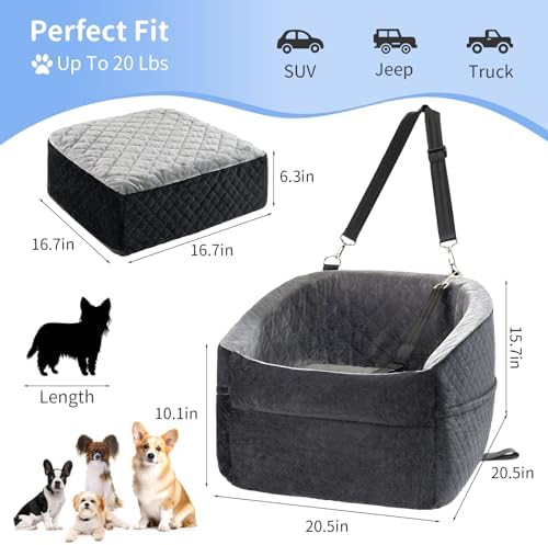 Dog Car Seats for Small Dogs,Updated Version Memory Foam Dog Car Booster Seat,Small/Medium Dog Seat for Pets up to 35 lbs,Washable and Removable Comes with Safety Leash and Storage Bag - Image 4