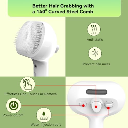 Pet Steam Brush, 3-in-1 Spray Hair Removal Comb for Dog and Cat, Steam for Shedding and Grooming, Spritz Defur Comb, Water Brush for Long & Short Haired Pets - Image 4