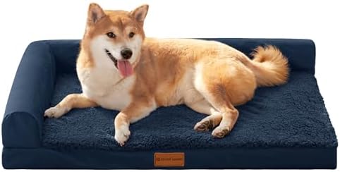 Patas Lague Orthopedic Medium Dog Bed Washable Pet Sofa Bed 30X20 Navy Blue by PatasLague