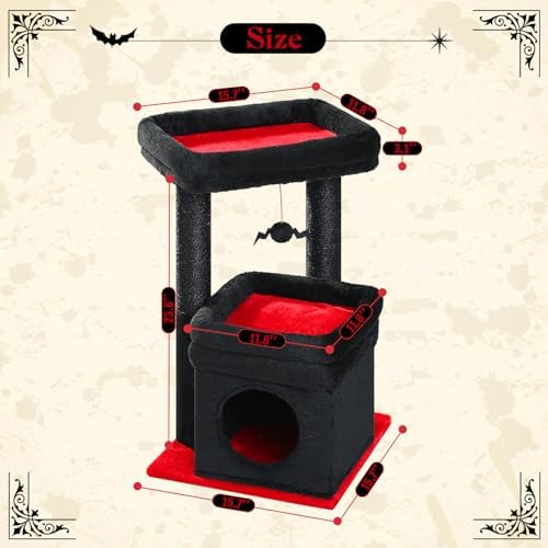 PEQULTI Small Cat Tree Tower for Indoor Cats, Sisal Post & Cozy Condo Black - Image 5