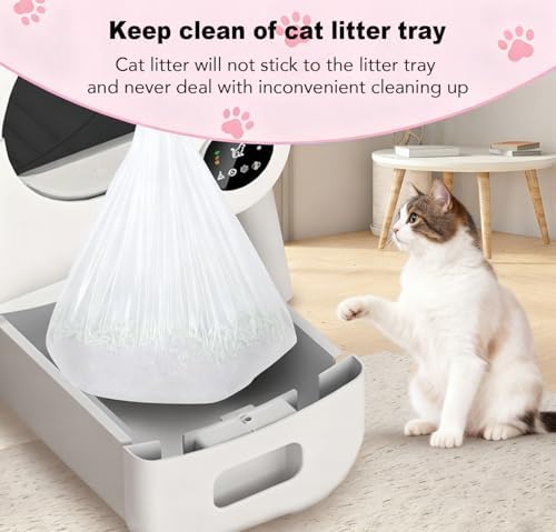 80 Count Cat Litter Box Liners for Fsitego and Fumoi Self Cleaning Litter Box, Extra Thick Heavy Duty Cat Litter Bags Replacement, with Drawstring(26" x 11.8") (Pack of 4) - Image 6