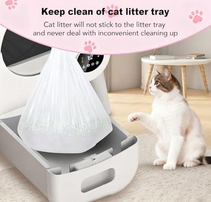 80 Count Cat Litter Box Liners for Fsitego and Fumoi Self Cleaning Litter Box, Extra Thick Heavy Duty Cat Litter Bags Replacement, with Drawstring(26" x 11.8") (Pack of 4) - Image 6