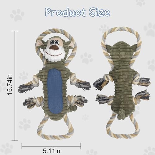 BUYPOW Funny Plush Dog Chew Toys, Squeaky Dog Toys, Interactive Tug of War Puppy Toys, Stuffed Dog Toys for Small, Medium and Large Dogs - Monkey - Image 6