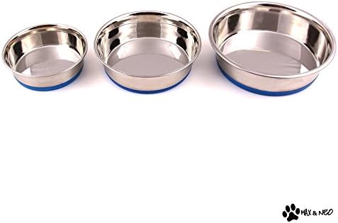 Max and Neo Heavyweight Non-Skid Rubber Bottom Stainless Steel Dog Bowl - We Donate a Bowl to a Dog Rescue For Every Bowl Sold (Medium - 50oz - 8" Diameter) - Image 3