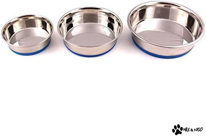 Max and Neo Heavyweight Non-Skid Rubber Bottom Stainless Steel Dog Bowl - We Donate a Bowl to a Dog Rescue For Every Bowl Sold (Medium - 50oz - 8" Diameter) - Image 3
