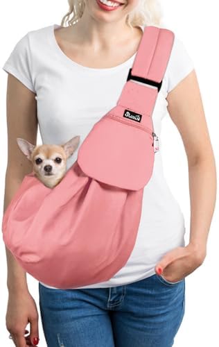 SlowTon Dog Carrier Sling - Thick Padded Shoulder Strap Adjustable, Peach S by SlowTon
