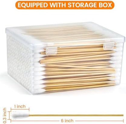 300PCS FSC Bamboo Pet Cotton Swabs, 6-Inch Large Tips for Dogs & Cats - Image 7