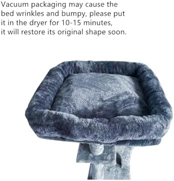 SHENGOCASE Cat Tree Tower Accessories Replacement Parts Top Cushion Bed Cover for Cat Perch with Elastic Band (11.8" x 15.7", Grey) - Image 3