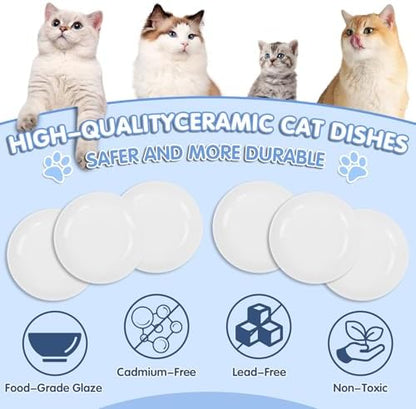 6 Pack Cat Food Bowl, Ceramic Cat Bowls, Anti Whisker Fatigue Cats Bowl Set - Image 5