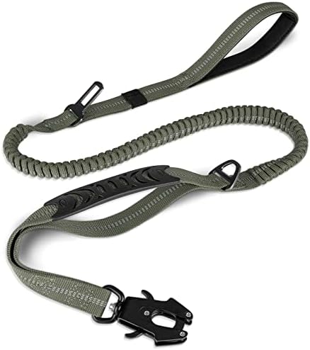 Joytale Tactical Bungee Dog Leash, Shock Absorbing No Pull, Army Green by Joytale