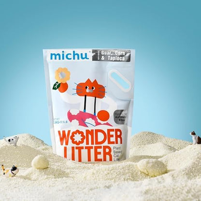 Michu Tofu Cat Litter Natural Clumping Tofu Cat Litter 5.5lb/88oz 5 Scents (Peach + Wonder Litter, 2 Pack) - Image 2