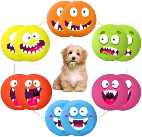 Hungdao 12 Pcs Squeaky Dog Toys, Small Dog Ball Bulk, Rubber Latex, Novelty by Hungdao