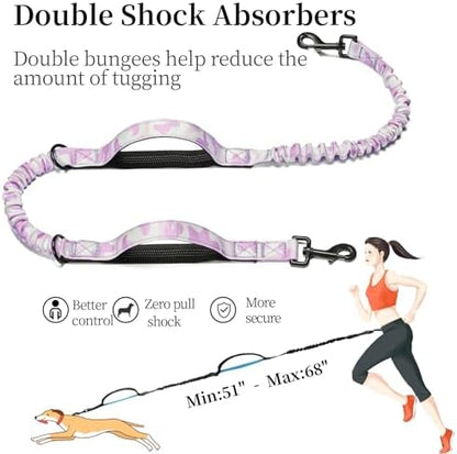 iYoShop Hands Free Dog Leash with Zipper Pouch, White-Purple Mix, Large - Image 5