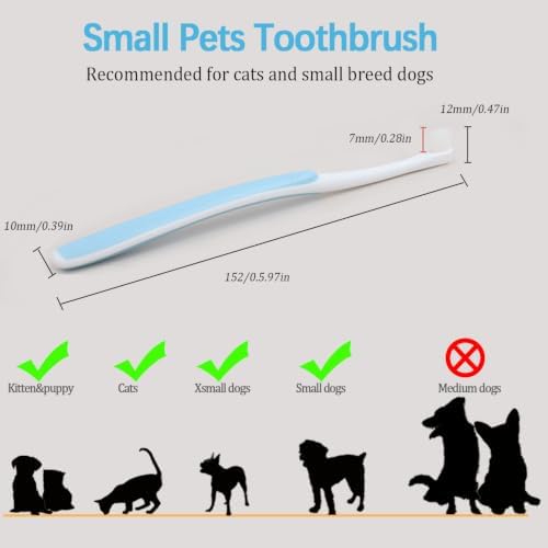 JGocot Small Dog Toothbrush,|Micro Brush Head|Nano Bristle|Soft Pet Toothbrush for Sensitive Gum&Teeth, Dog Teeth Cleaning Kit for Puppy, Kitten, Cats&Miniature Toy Size Dogs - Image 2
