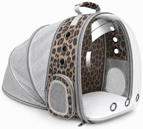 Expandable Cat Carrier Backpack with Bubble Window, Animal Print by TOYSINTHEBOX