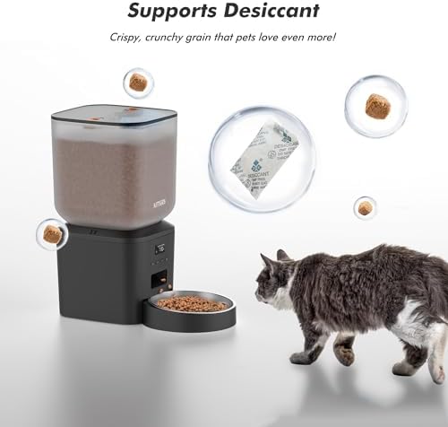 Automatic Dog Feeder - 8L/34 Cups Large Capacity Automatic Cat Food Dispenser with LCD Screen, Large Food Tray, Battery Operated, Timed Cat Feeder, Up to 50 Portions 6 Meals Per Day, Keeps Fresh - Image 5