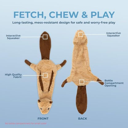 Best Pet Supplies 2-in-1 Stuffless Squeaky Dog Toy - Monkey,&Squirrel, M - Image 3