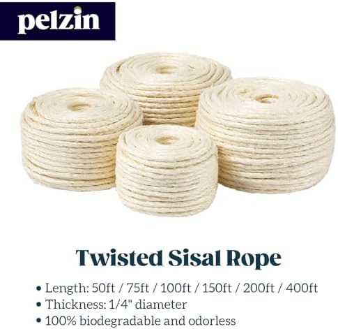 Natural Sisal Rope for Cat Scratcher and Scratching Post 1/4 Inch, 200 Feet - Image 3