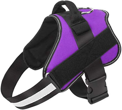 Dog Harness, No-Pull Reflective Dog Vest, Breathable Adjustable Pet Harness with Handle for Outdoor Walking - No More Pulling, Tugging or Choking (Purple, L) by Bolux