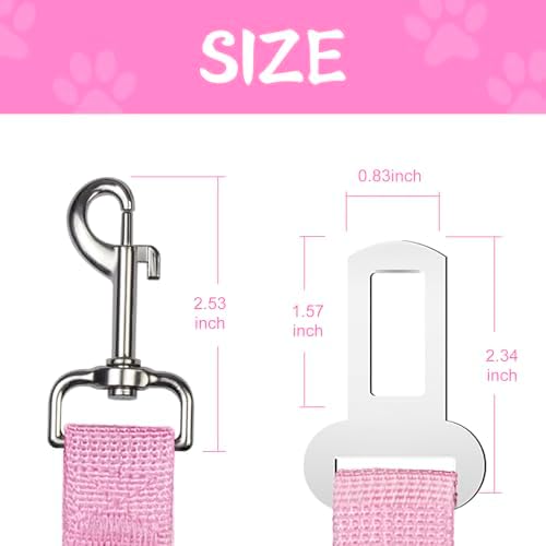 2 PCS Dog Seat Belt for Car Frskcssd Adjustable Dog Car Harness Heavy Duty Nylon Dogs Safety Seat Belt (Black+Pink) - Image 3